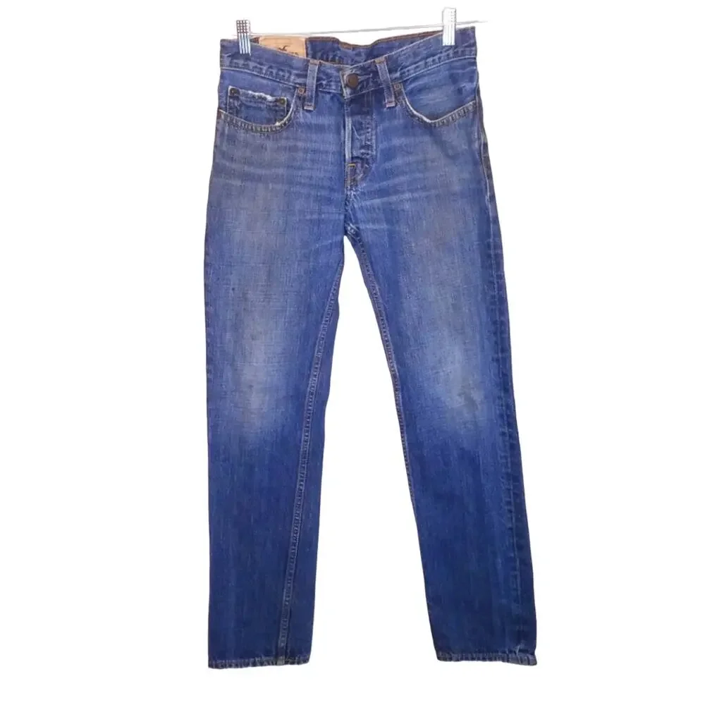 Vintage Y2K Hollister 100% Cotton Skinny Button Fly Denim Jeans Size 29x30